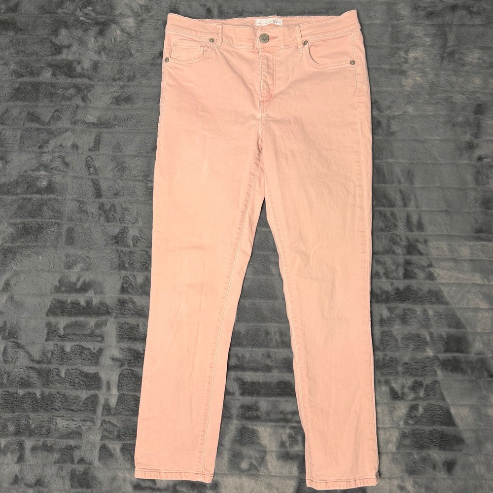 Ann Taylor Loft Skinny Crop Jeans Peach Pink Stretch Denim Size 29/8